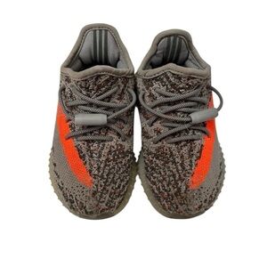 Adidas Yeezy Boost 350 V2 Sneakers/Gray with vibrant orange details Kids- Size 8